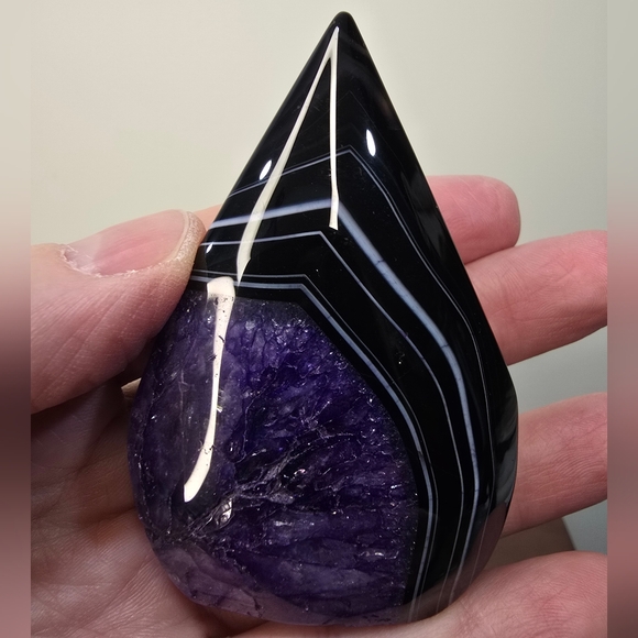 Purple and Black Agate Crystal Teardrop Freeform - Picture 8 of 12